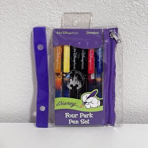 Walt Disney World WDW Four Park Pen Set of 6 Black Ball Point Pens